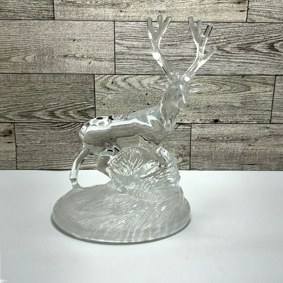 Vtg Crystal Deer Buck Stag Figurine Cristal d'Arques 90's Hunter Cottage - Picture 2 of 14